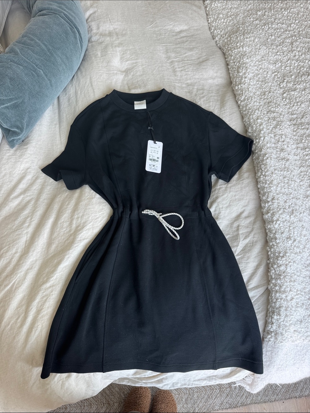 Varley black cinch waist dress small
